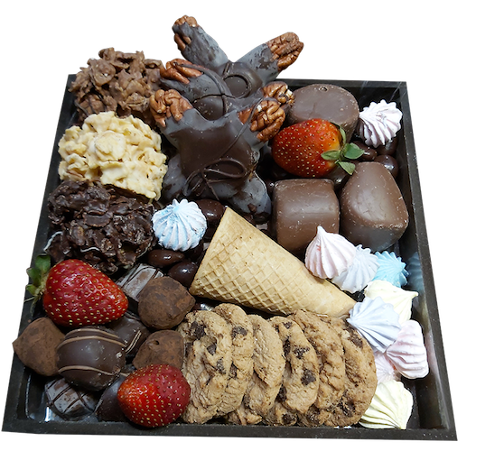 Variedad de chocolaes, galletas y merengues